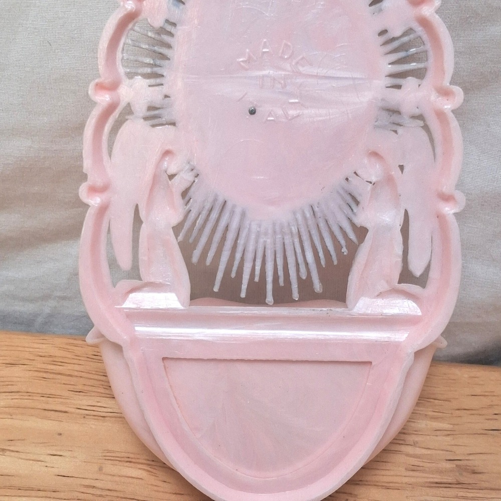 Unbranded Made in Italy Holy Water Font Pink Sacred Heart Jesus Angel Plastic - Picture 15 of 16